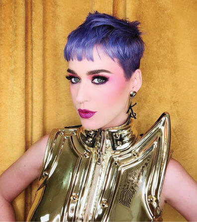 Katy Perry Purple Hair Color and Pixie Cut